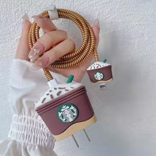 Soomio Silicone Charger Case Cover – Funny Cartoon Design (Starbucks Coffee)