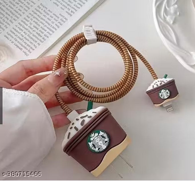 Soomio Silicone Charger Case Cover – Funny Cartoon Design (Starbucks Coffee)
