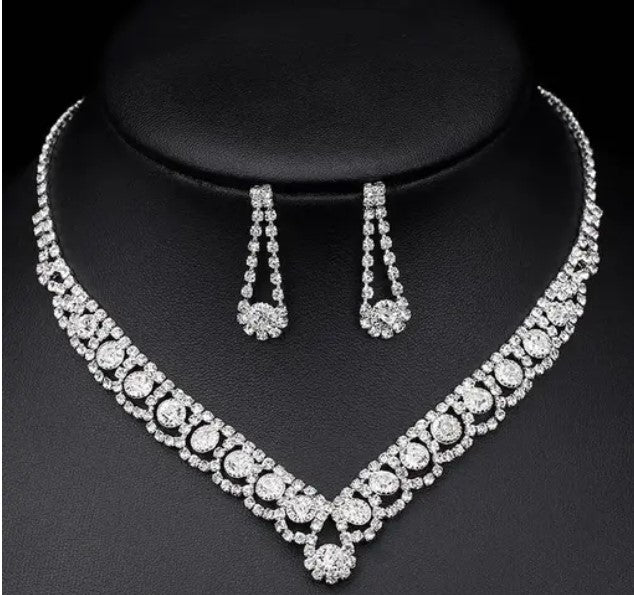 Combo Set- Beautiful Brass AD Stud Necklace Jewellery Set
