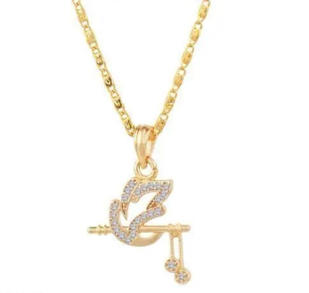 Alloy Flute Pendant with Chain for Girls & Women