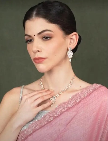 Alloy Gold-Plated White Jewel Set