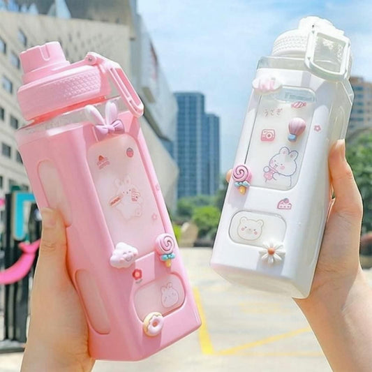 Kawaii Water Bottle with Lid and Straw (700ml)