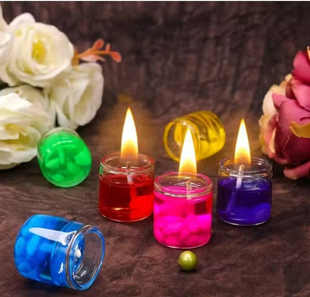 Multicolour Glass Jelly Gel Candles – Pack of 12