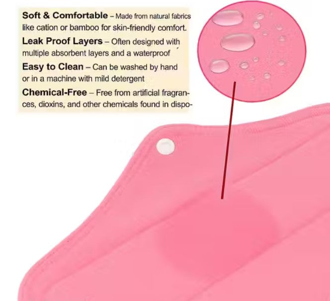 Eco Reusable Sanitary Pads | Cloth Period Pads for Heavy Flow (Multicolor, Pack of 8)