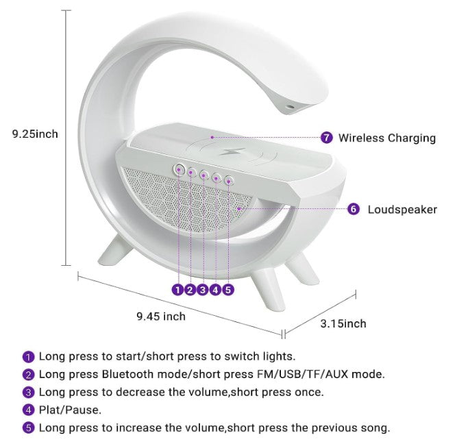 G-Shape LED Wireless Charging Speaker Lamp