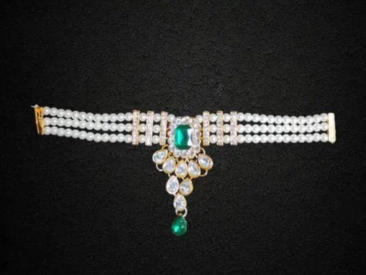 The Stunning Rock Combo Necklace Set with Earrings & Maang Tika