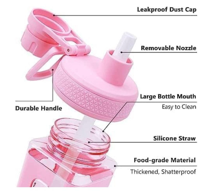 Kawaii Water Bottle with Lid and Straw (700ml)
